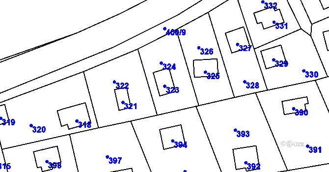 Parcela st. 323 v KÚ Křeslice, Katastrální mapa