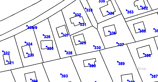Parcela st. 329 v KÚ Křeslice, Katastrální mapa