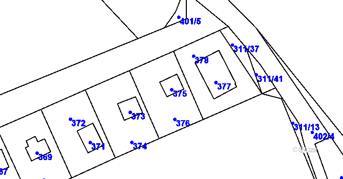 Parcela st. 375 v KÚ Křeslice, Katastrální mapa