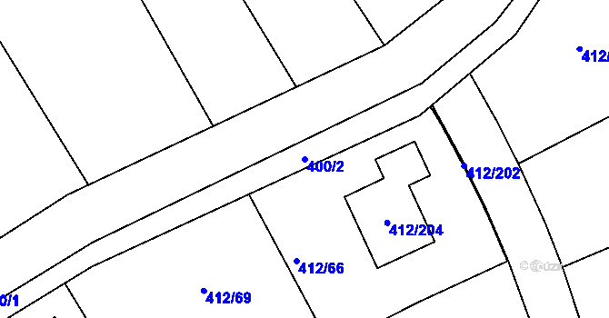 Parcela st. 400/2 v KÚ Křeslice, Katastrální mapa