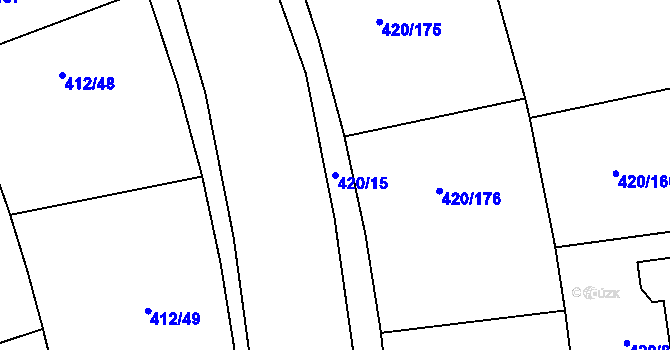 Parcela st. 420/15 v KÚ Křeslice, Katastrální mapa