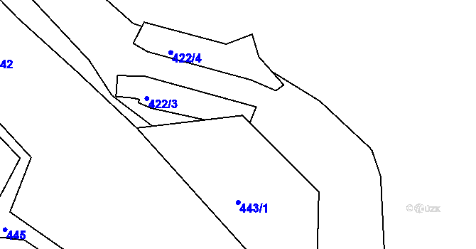 Parcela st. 443/2 v KÚ Křeslice, Katastrální mapa
