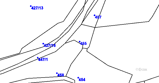 Parcela st. 455 v KÚ Křeslice, Katastrální mapa