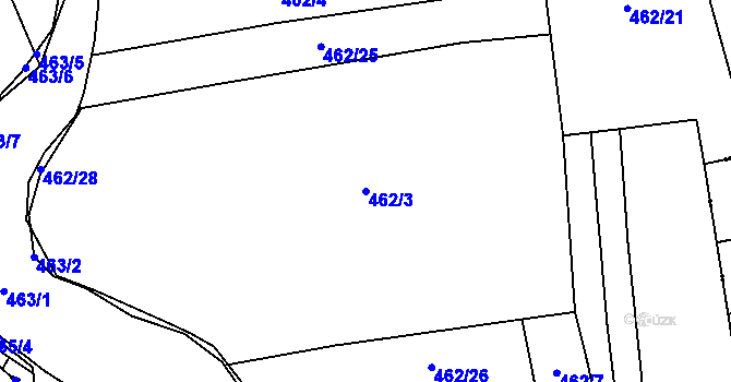 Parcela st. 462/3 v KÚ Křeslice, Katastrální mapa