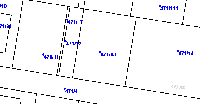 Parcela st. 471/13 v KÚ Křeslice, Katastrální mapa