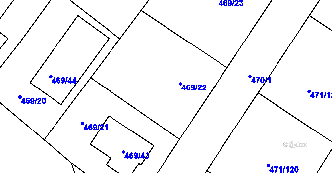 Parcela st. 469/32 v KÚ Křeslice, Katastrální mapa