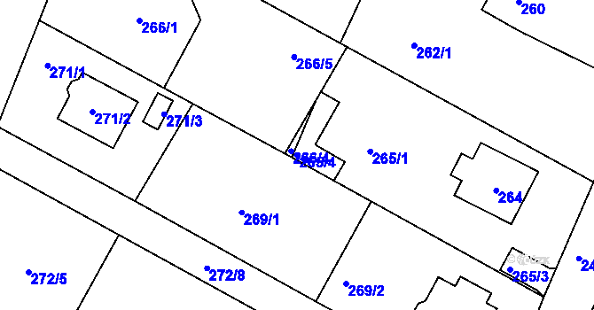 Parcela st. 265/4 v KÚ Křeslice, Katastrální mapa