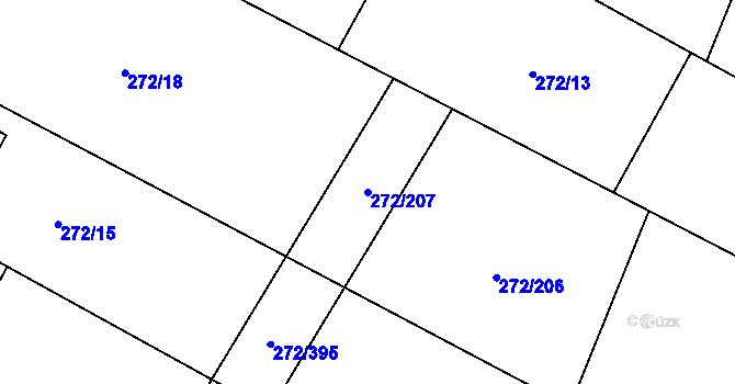 Parcela st. 272/207 v KÚ Křeslice, Katastrální mapa