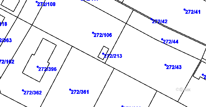 Parcela st. 272/213 v KÚ Křeslice, Katastrální mapa
