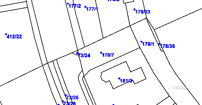 Parcela st. 178/7 v KÚ Křeslice, Katastrální mapa