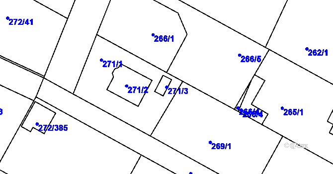 Parcela st. 271/3 v KÚ Křeslice, Katastrální mapa