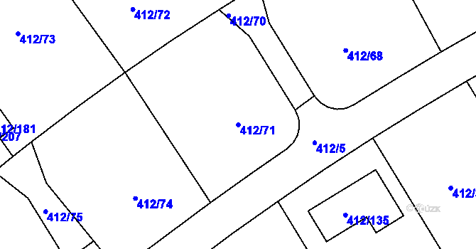 Parcela st. 412/71 v KÚ Křeslice, Katastrální mapa