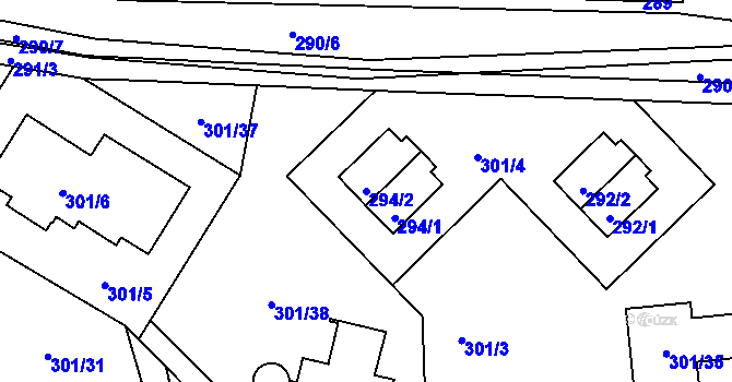 Parcela st. 294/2 v KÚ Křeslice, Katastrální mapa