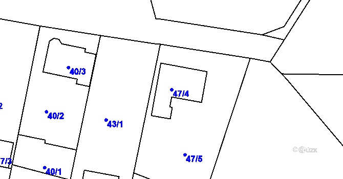 Parcela st. 47/4 v KÚ Křeslice, Katastrální mapa