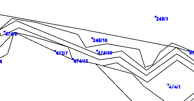 Parcela st. 474/10 v KÚ Křeslice, Katastrální mapa