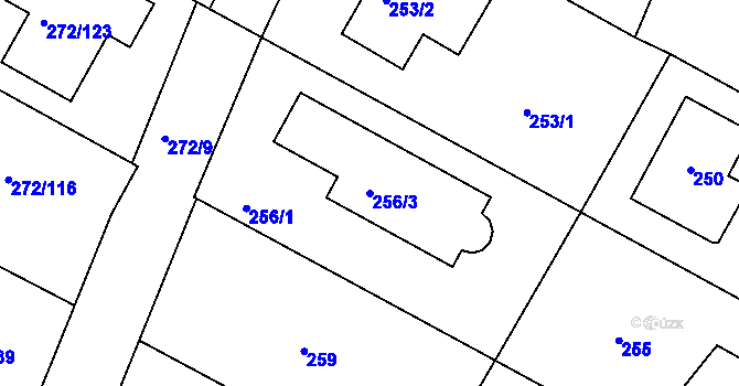 Parcela st. 256/3 v KÚ Křeslice, Katastrální mapa