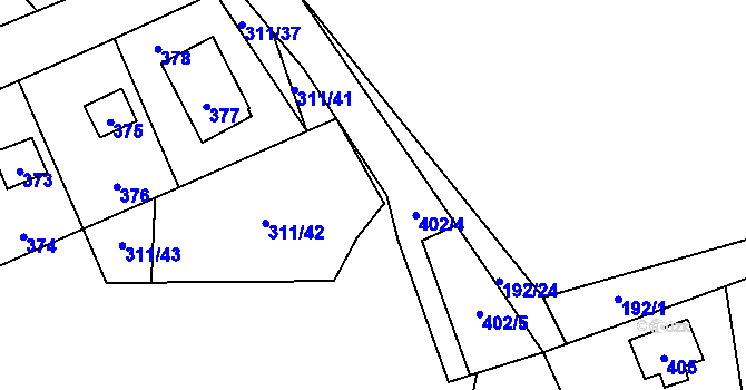 Parcela st. 311/13 v KÚ Křeslice, Katastrální mapa