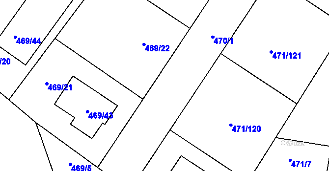 Parcela st. 469/4 v KÚ Křeslice, Katastrální mapa
