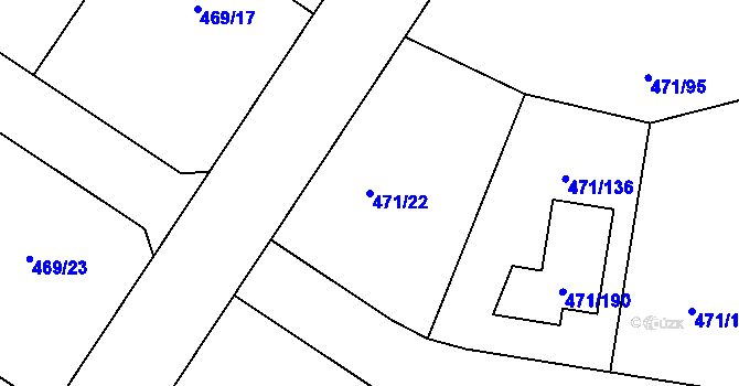 Parcela st. 471/22 v KÚ Křeslice, Katastrální mapa