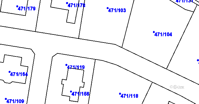 Parcela st. 471/23 v KÚ Křeslice, Katastrální mapa