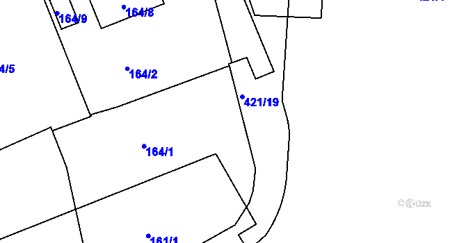 Parcela st. 421/13 v KÚ Křeslice, Katastrální mapa