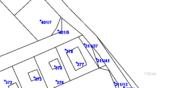 Parcela st. 311/37 v KÚ Křeslice, Katastrální mapa