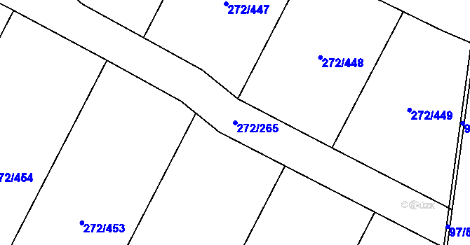 Parcela st. 272/265 v KÚ Křeslice, Katastrální mapa