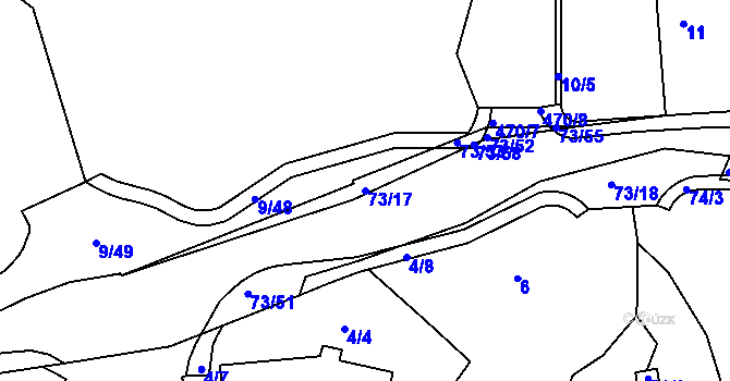Parcela st. 73/17 v KÚ Křeslice, Katastrální mapa