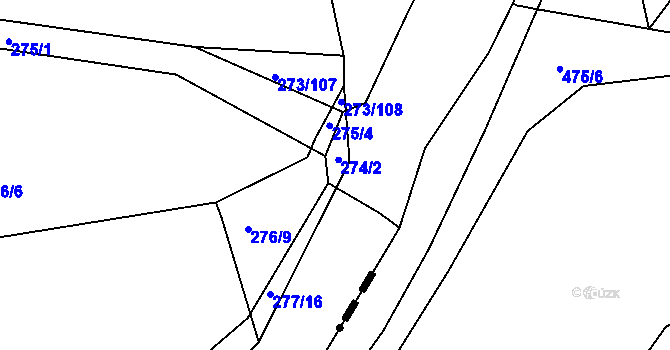 Parcela st. 274/4 v KÚ Křeslice, Katastrální mapa