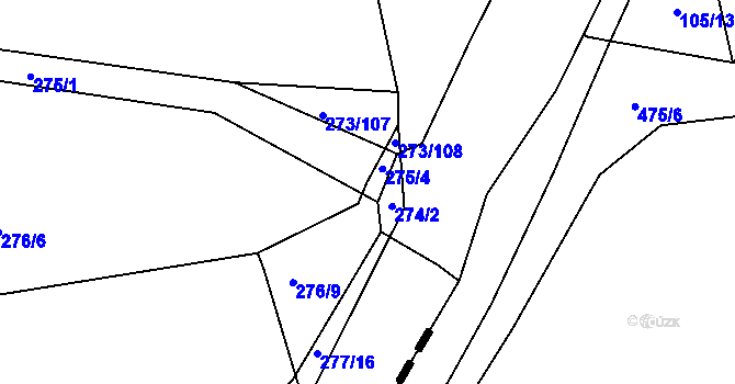 Parcela st. 275/3 v KÚ Křeslice, Katastrální mapa