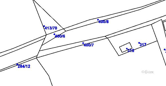 Parcela st. 400/7 v KÚ Křeslice, Katastrální mapa