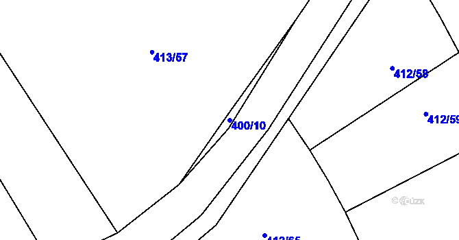 Parcela st. 400/10 v KÚ Křeslice, Katastrální mapa