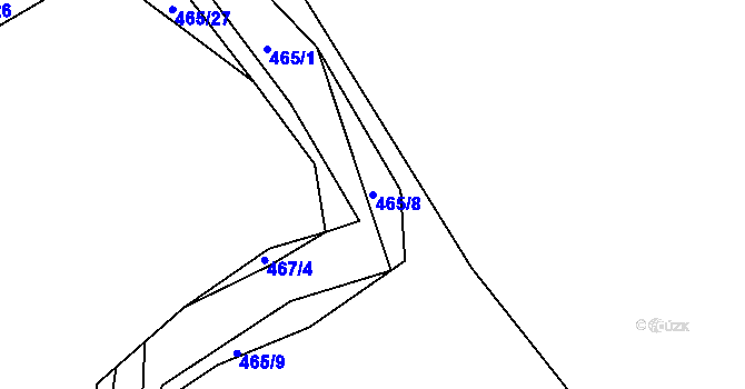 Parcela st. 465/8 v KÚ Křeslice, Katastrální mapa