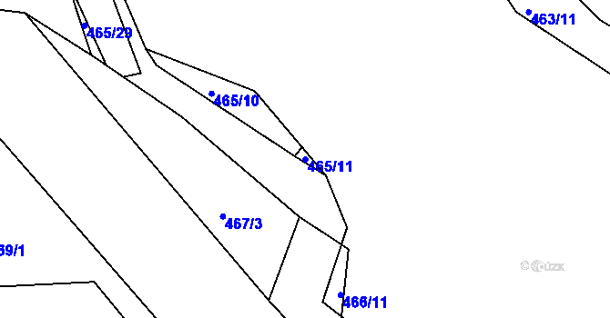 Parcela st. 465/11 v KÚ Křeslice, Katastrální mapa