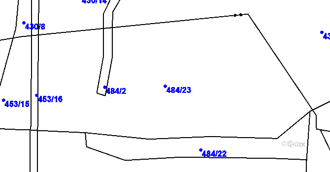 Parcela st. 484/23 v KÚ Křeslice, Katastrální mapa