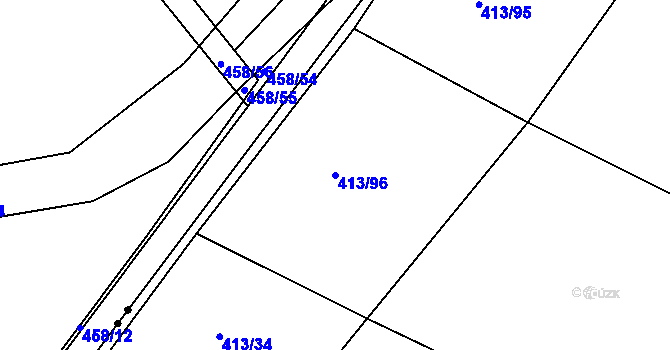 Parcela st. 413/96 v KÚ Křeslice, Katastrální mapa