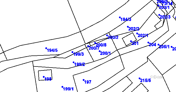 Parcela st. 200/7 v KÚ Křeslice, Katastrální mapa