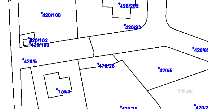 Parcela st. 178/28 v KÚ Křeslice, Katastrální mapa
