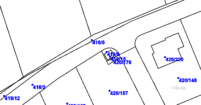 Parcela st. 418/10 v KÚ Křeslice, Katastrální mapa