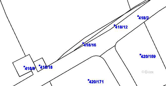 Parcela st. 418/16 v KÚ Křeslice, Katastrální mapa