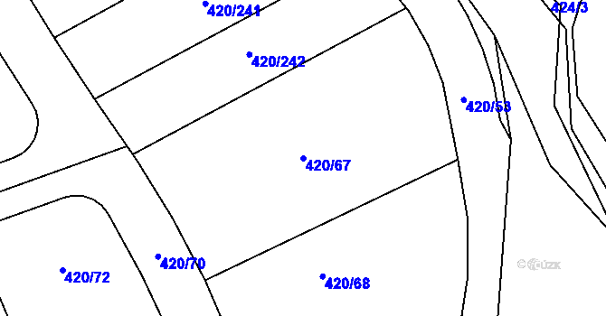 Parcela st. 420/67 v KÚ Křeslice, Katastrální mapa