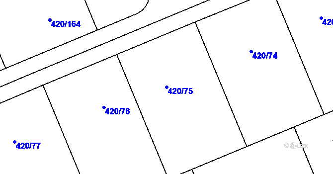 Parcela st. 420/75 v KÚ Křeslice, Katastrální mapa