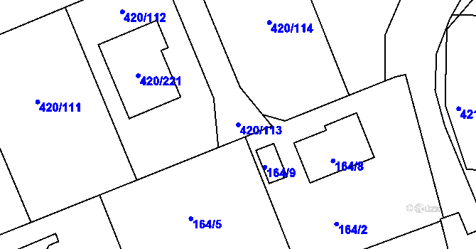 Parcela st. 420/113 v KÚ Křeslice, Katastrální mapa
