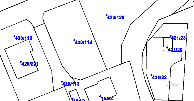 Parcela st. 420/129 v KÚ Křeslice, Katastrální mapa