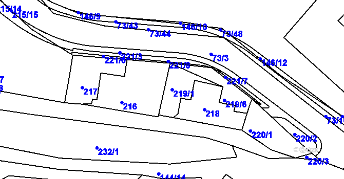 Parcela st. 219/1 v KÚ Křeslice, Katastrální mapa