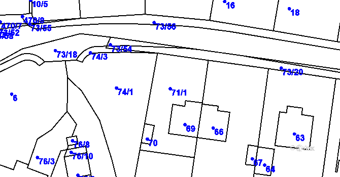 Parcela st. 71/1 v KÚ Křeslice, Katastrální mapa