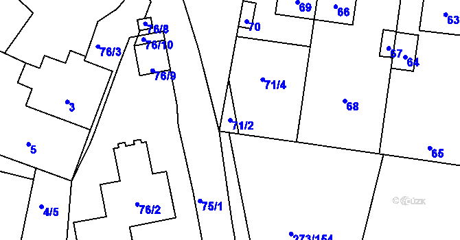 Parcela st. 71/2 v KÚ Křeslice, Katastrální mapa