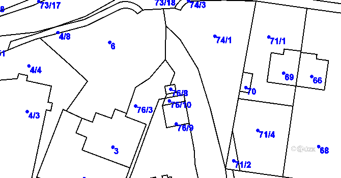 Parcela st. 76/8 v KÚ Křeslice, Katastrální mapa