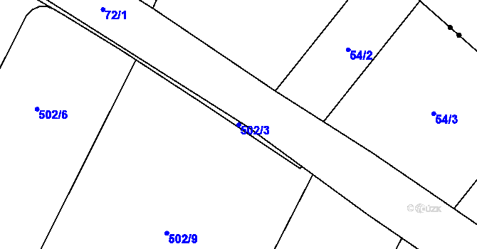Parcela st. 502/3 v KÚ Křeslice, Katastrální mapa