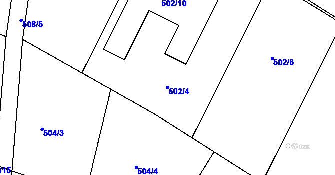 Parcela st. 502/4 v KÚ Křeslice, Katastrální mapa